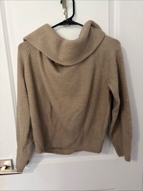 H&M Women's Off-Shoulder Taupe Knit Sweater